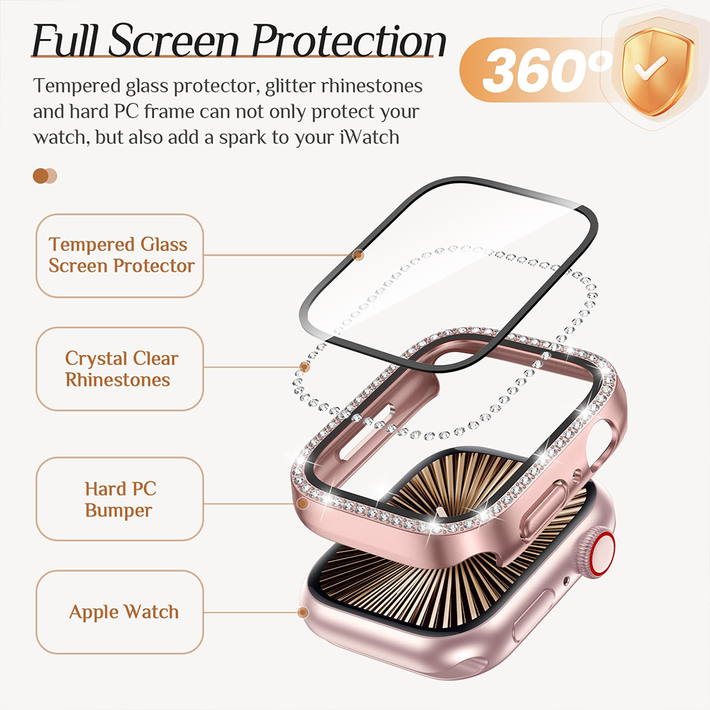 Diamond Case+Glass For Apple w - Smartwatch Band Accessories のレビューと価格