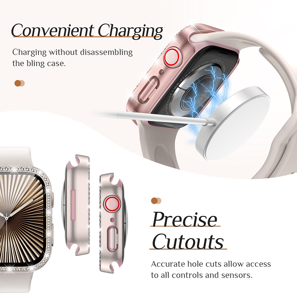 Diamond Case+Glass For Apple w - Smartwatch Band Accessories のレビューと価格