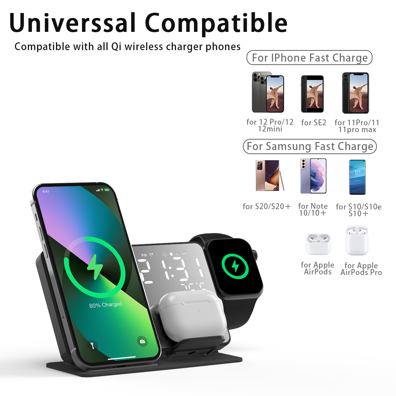 3 in 1 Wireless Charger For iP - Smartwatch Ac のレビューと価格