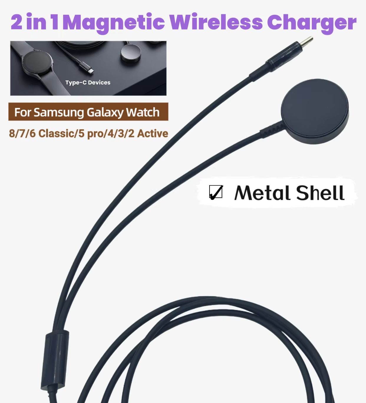 Type-C 2-in-1 Magnetic Wireles - Watch Charger Cable のレビューと価格