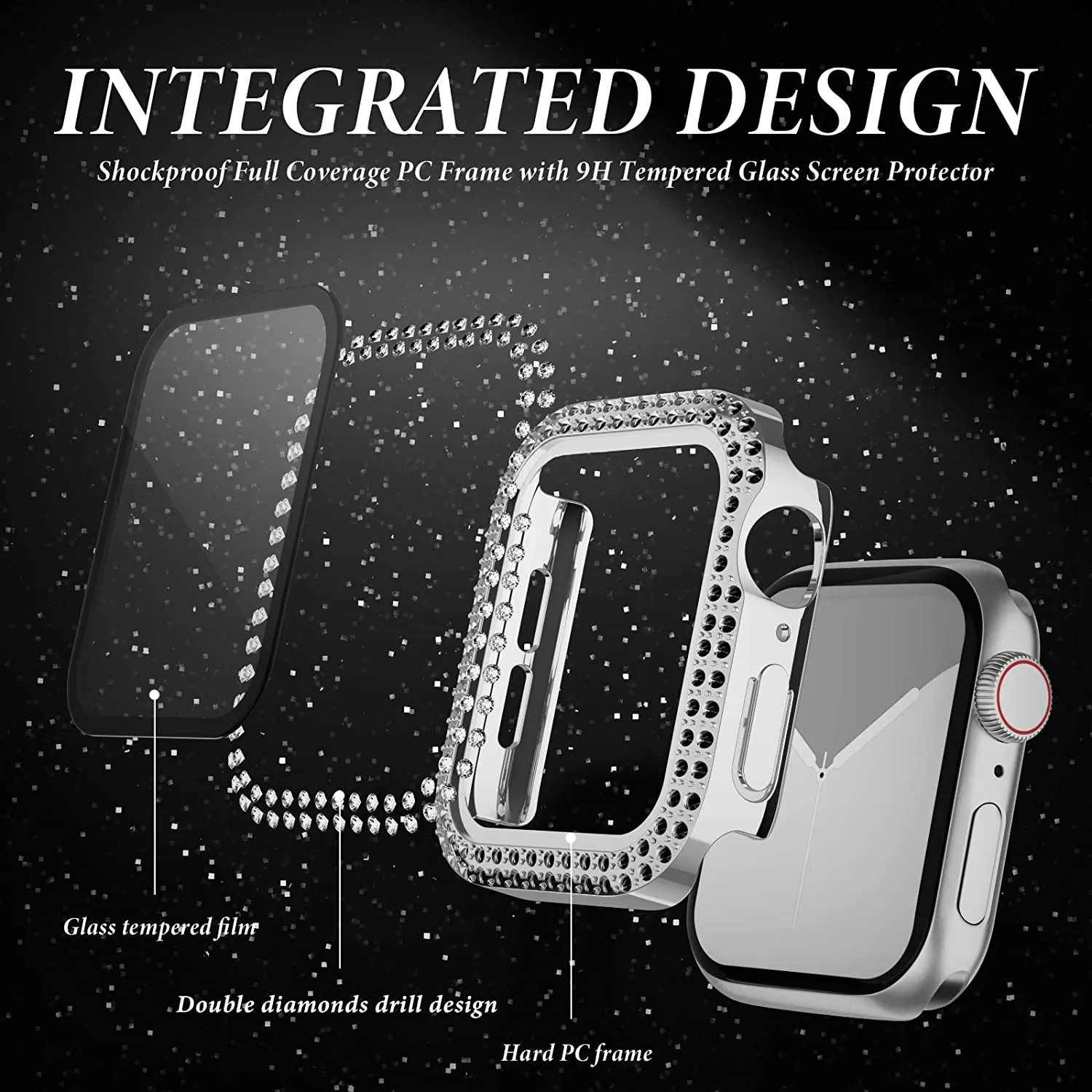 Glass+Diamond Cover For Apple  - Smartwatch Band Accessories のレビューと価格