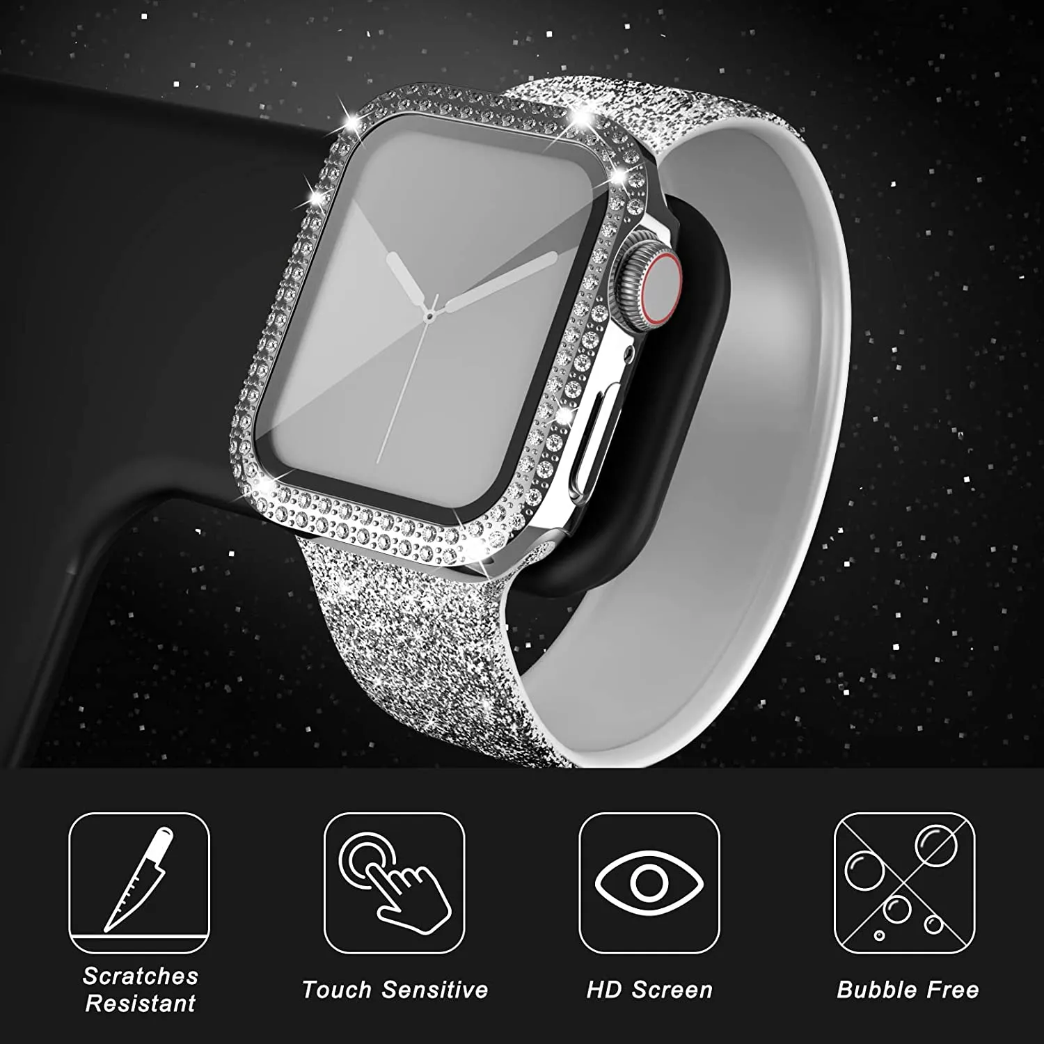Glass+Diamond Cover For Apple  - Smartwatch Band Accessories のレビューと価格