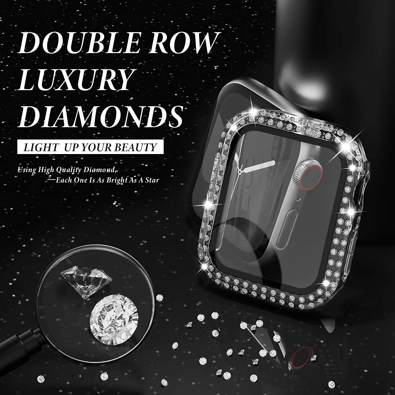 Glass+Diamond Cover For Apple  - Smartwatch Band Accessories のレビューと価格