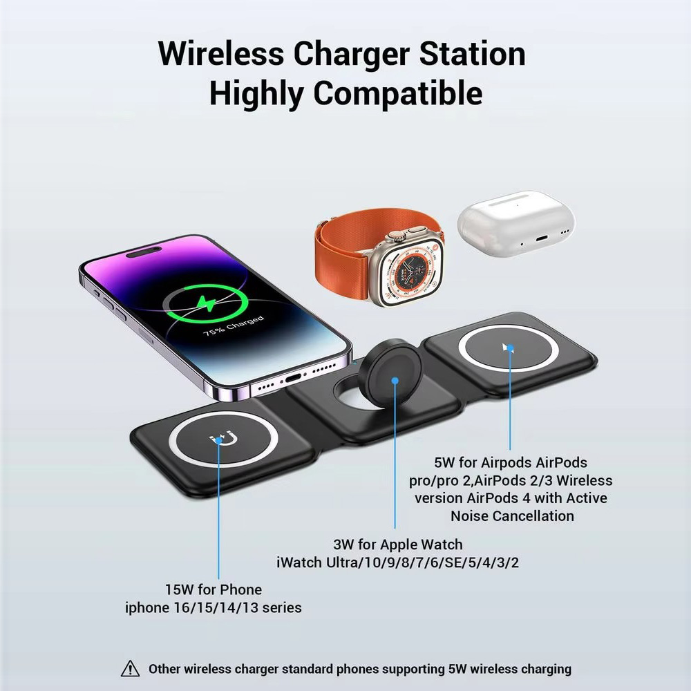 3-in-1 Magnetic Folding Wirele - Smartwatch Ac のレビューと価格