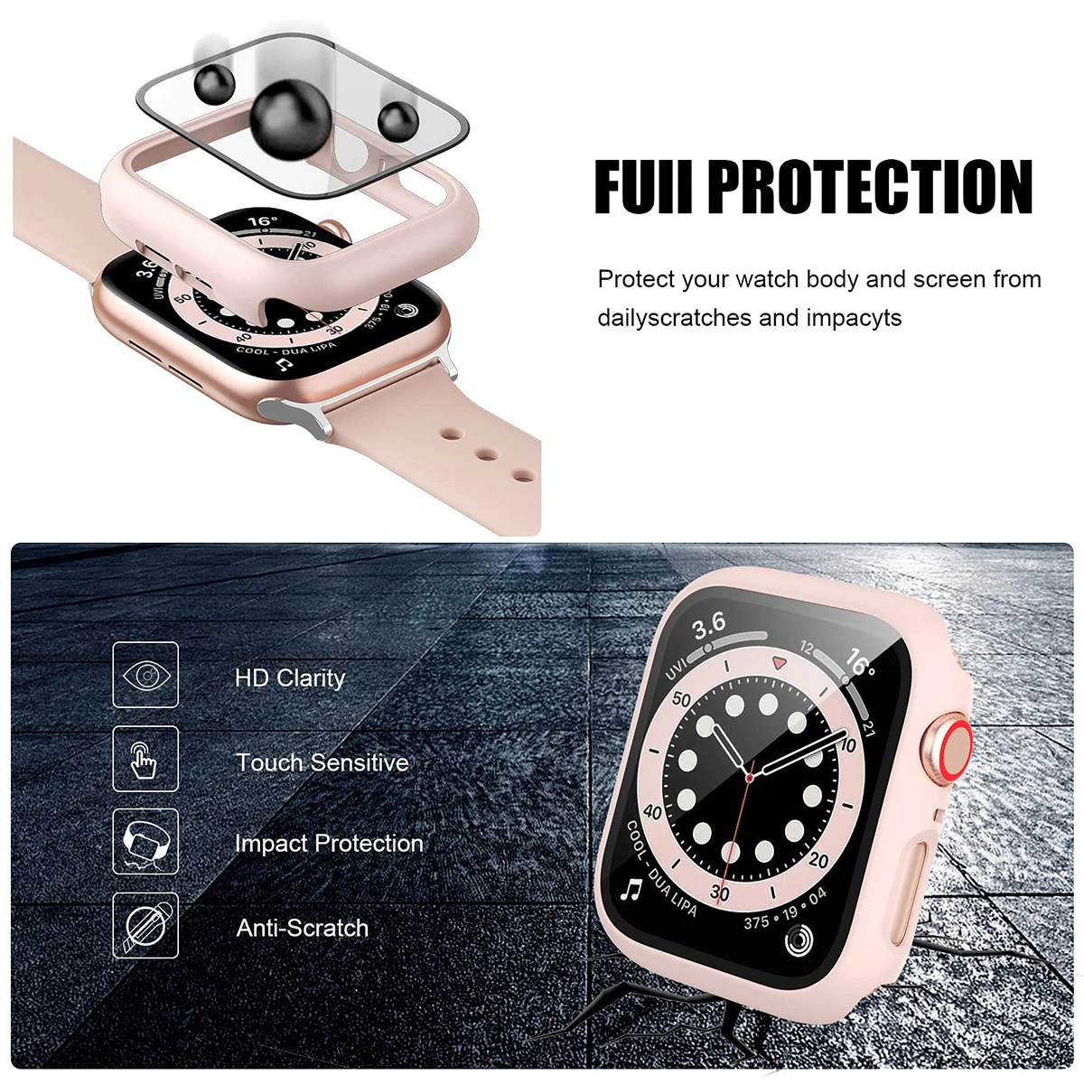 Tempered Glass+Cover For Apple - Smartwatch Band Accessories のレビューと価格