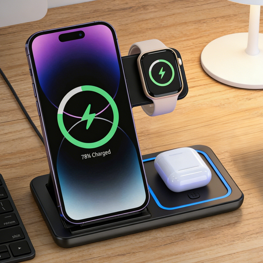 Foldable 3 in 1 Wireless Charg - Smartwatch Ac のレビューと価格