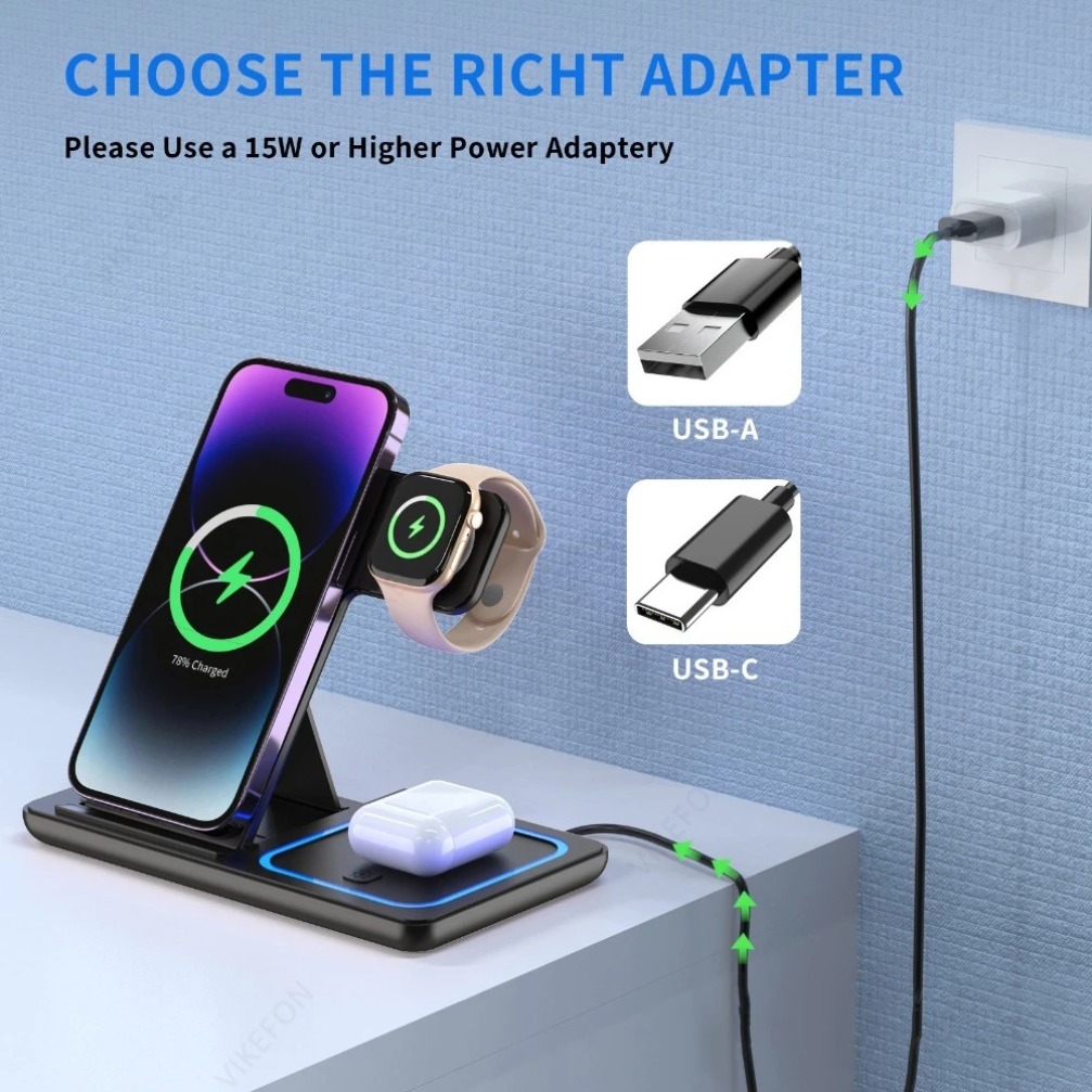 Foldable 3 in 1 Wireless Charg - Smartwatch Ac のレビューと価格