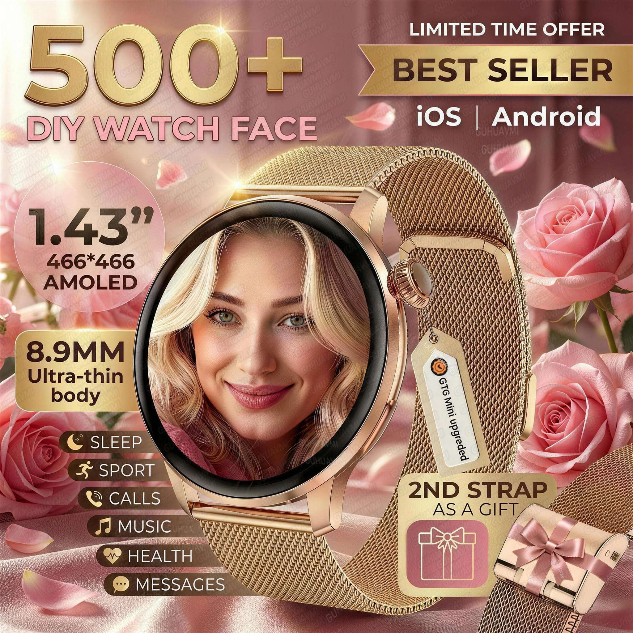 New Ultra-thin 8.9mm Lady Smar - Smartwatch Custom のレビューと価格