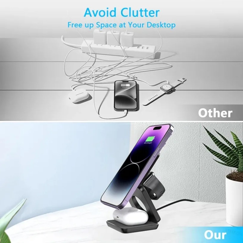 3 in 1 Foldable Magnetic Wirel - Smartwatch Ac のレビューと価格