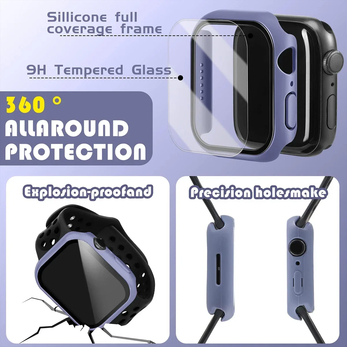 Tempered Glass+Cover For Apple - Smartwatch Band Accessories のレビューと価格