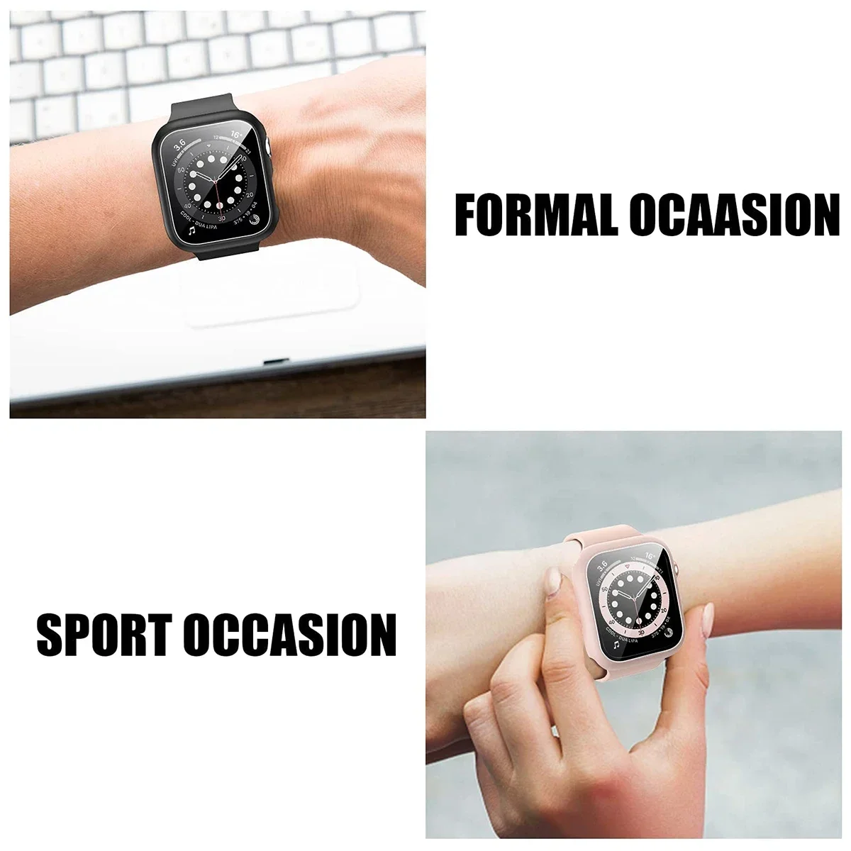 Tempered Glass+Cover For Apple - Smartwatch Band Accessories のレビューと価格